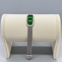 18K金翡翠無事牌鑽石手鏈