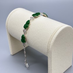 18K白金葫蘆翡翠鑽石手鏈