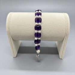 紫水晶淡水珍珠手串