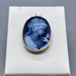 18K黃金貝殼浮雕胸針及吊墜兩用