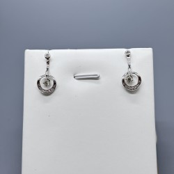 18K白金鑽石圓環耳環