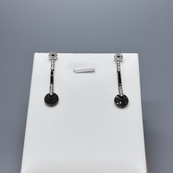 18K白金黑鑽耳環