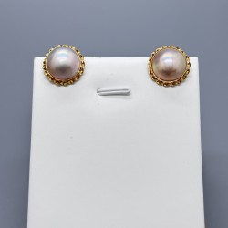 18K黃金馬貝耳環