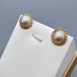 18K黃金馬貝耳環