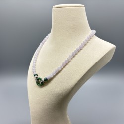 綠翡平安扣淡紫翡翠珠鏈