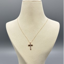 18K黃金鑽石十字架吊墜頸鏈
