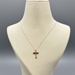 18K黃金鑽石十字架吊墜頸鏈