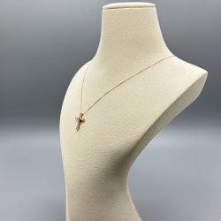 18K黃金鑽石十字架吊墜頸鏈