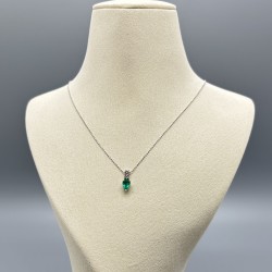 18K金水滴型祖母綠鑽石頸鏈