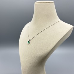 18K金水滴型祖母綠鑽石頸鏈