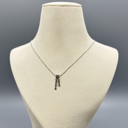 18K白金鑽石雙排吊墜