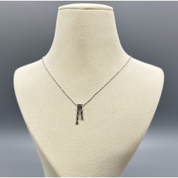 18K白金鑽石雙排吊墜