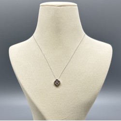 18K白金方形啡鑽頸鏈