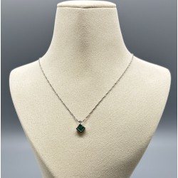 18K白金祖母綠拼石方形吊墜