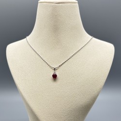 18K白金心型紅寶石鑽石頸鏈