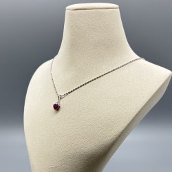 18K白金心型紅寶石鑽石頸鏈