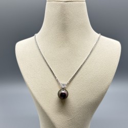 18K白金大溪地黑珍珠鑽石頸鏈