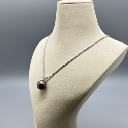 18K白金大溪地黑珍珠鑽石頸鏈