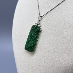 18K白金翡翠鑽石鏈咀(荷葉錦鋰)