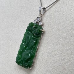 18K白金翡翠鑽石鏈咀(荷葉錦鋰)