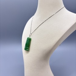 18K白金翡翠鑽石吊墜（竹報平安）