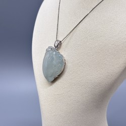 18K白金冰芙蓉翡翠吊墜（貔貅壽桃）