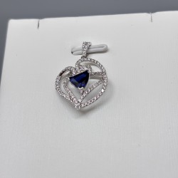 18K金藍寶石鑽石吊墜