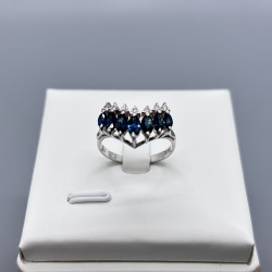 PT鉑金藍寶石鑽石V戒