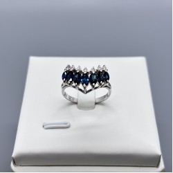 PT鉑金藍寶石鑽石V戒