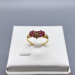 18K金紅寶石啡鑽戒指