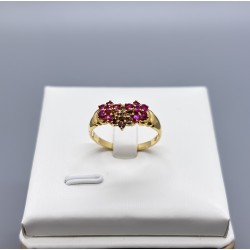 18K金紅寶石啡鑽戒指