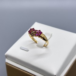 18K金紅寶石啡鑽戒指