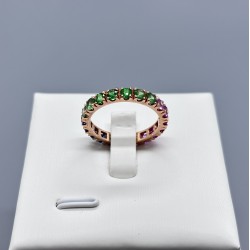 18K金紅藍綠寶全圍戒指