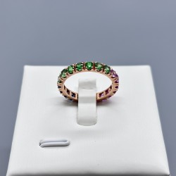 18K金紅藍綠寶全圍戒指