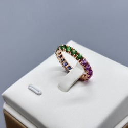 18K金紅藍綠寶全圍戒指