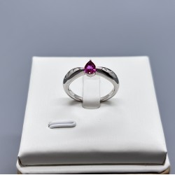 PT鉑金水滴型紅寶石鑽石V型戒指