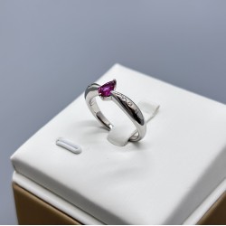 PT鉑金水滴型紅寶石鑽石V型戒指