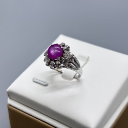 PT鉑金星光紅寶石鑽石戒指