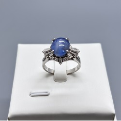 PT鉑金星光藍寶石鑽石戒指