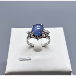 PT鉑金星光藍寶石鑽石戒指