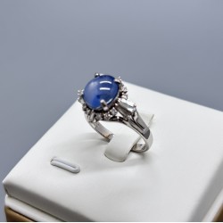 PT鉑金星光藍寶石鑽石戒指