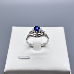 PT鉑金藍寶石鑽石鏤空復古戒指