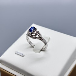 PT鉑金藍寶石鑽石鏤空復古戒指