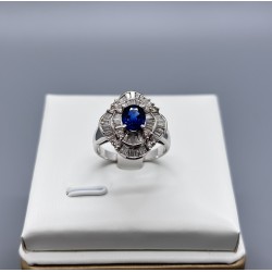 PT鉑金藍寶石鑽石戒指（裙邊鑲）