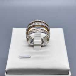 18K三色金五環鑽石戒指