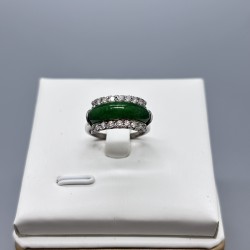 PT鉑金翡翠馬鞍鑽石戒指