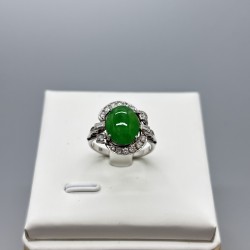 PT鉑金翡翠蛋面鑽石戒指