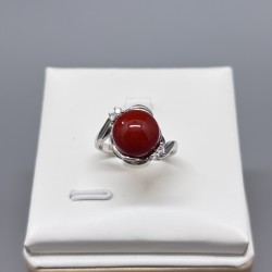 PT鉑金珊瑚珠鑽石戒指