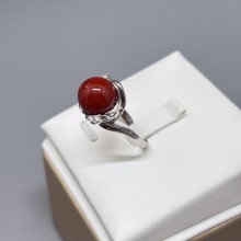 PT鉑金珊瑚珠鑽石戒指